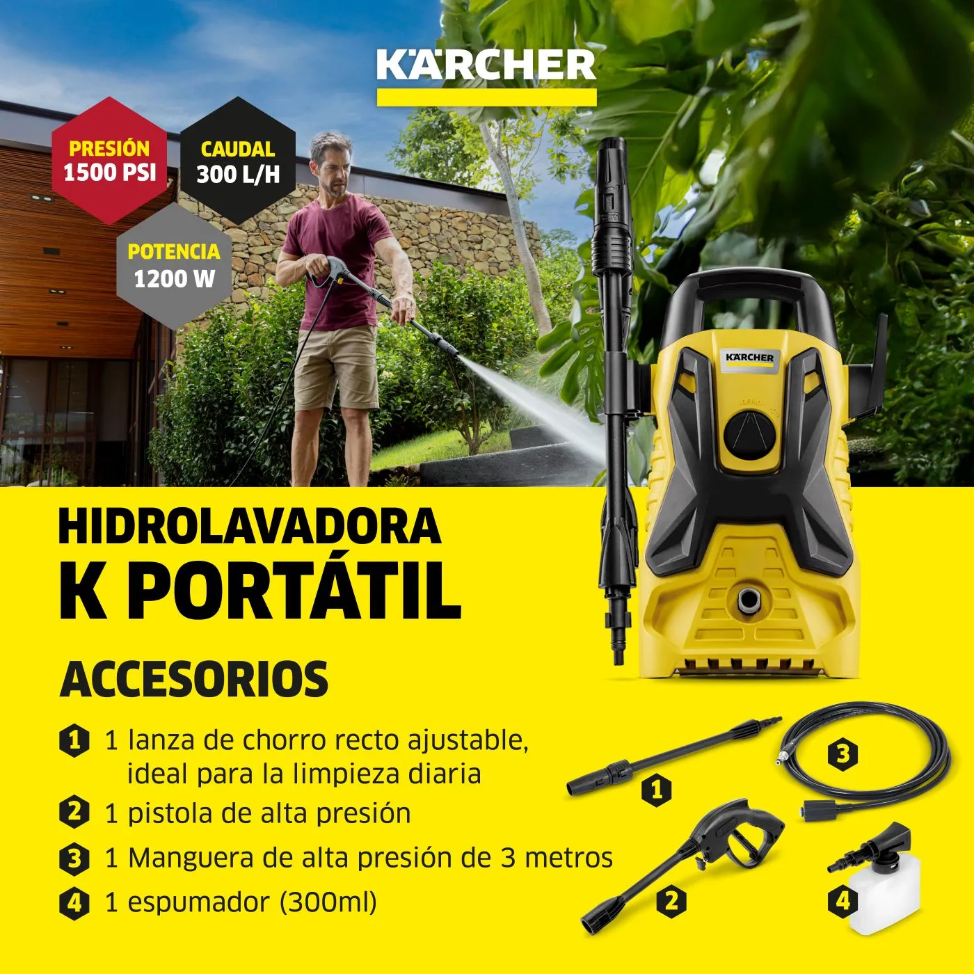 Hidrolavadora KARCHER K Pórtatil Amarillo Hidrolavadora KARCHER K Pórtatil Amarillo