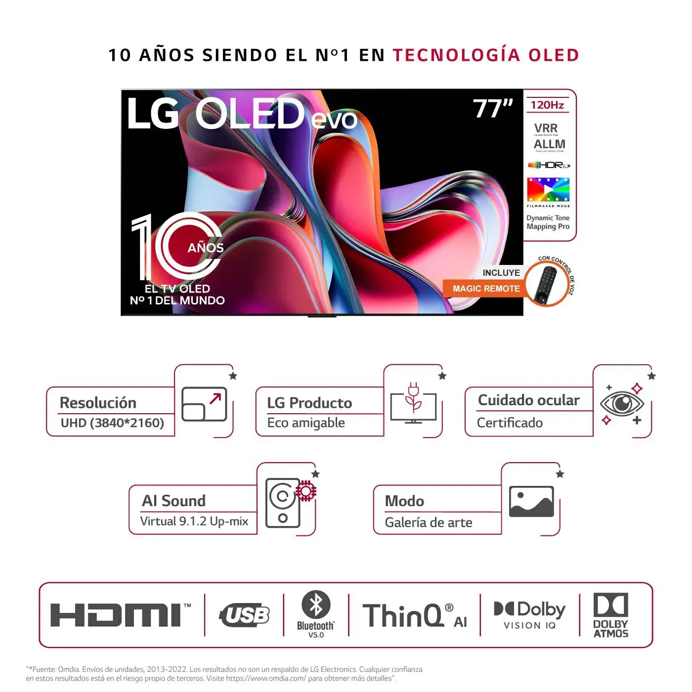 TV LG 77" Pulgadas 195 Cm OLED77G3PSA 4K-UHD OLED Smart TV