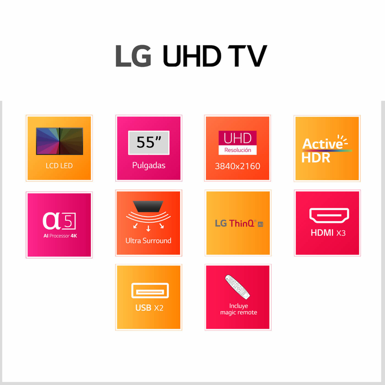 tv lg 55" pulgadas 139 cm 55up7750 4k-uhd led plano smart tv