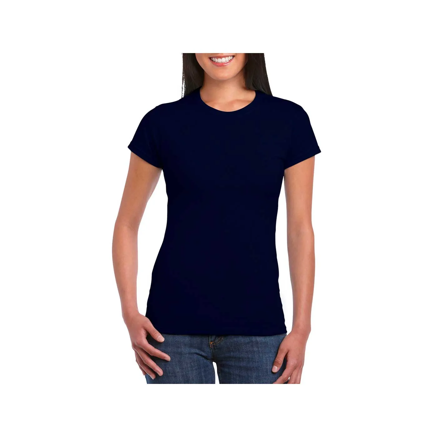 Camiseta GILDAN Soft style Entallada Dama Azul S